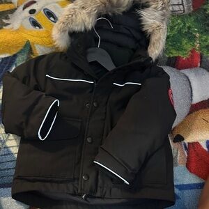 Canada Goose Kids Black Puffer Jacket with Fur Hood